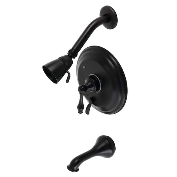 Kingston Brass Restoration Single Handle 1-Spray Tub and Shower Faucet 2 GPM with Corrosion Resistant in Matte Black