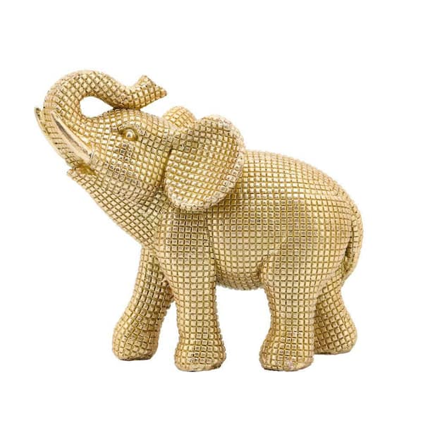 Liv & Skye Gold 7 in. x 7 in. Resin Elephant Table Accent Figurine
