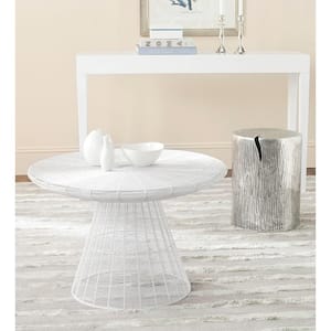 Reginald 29 in. White Coffee Table with Pedestal Base