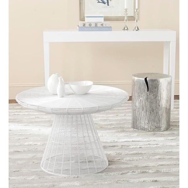 SAFAVIEH Reginald 29 in. White Coffee Table with Pedestal Base