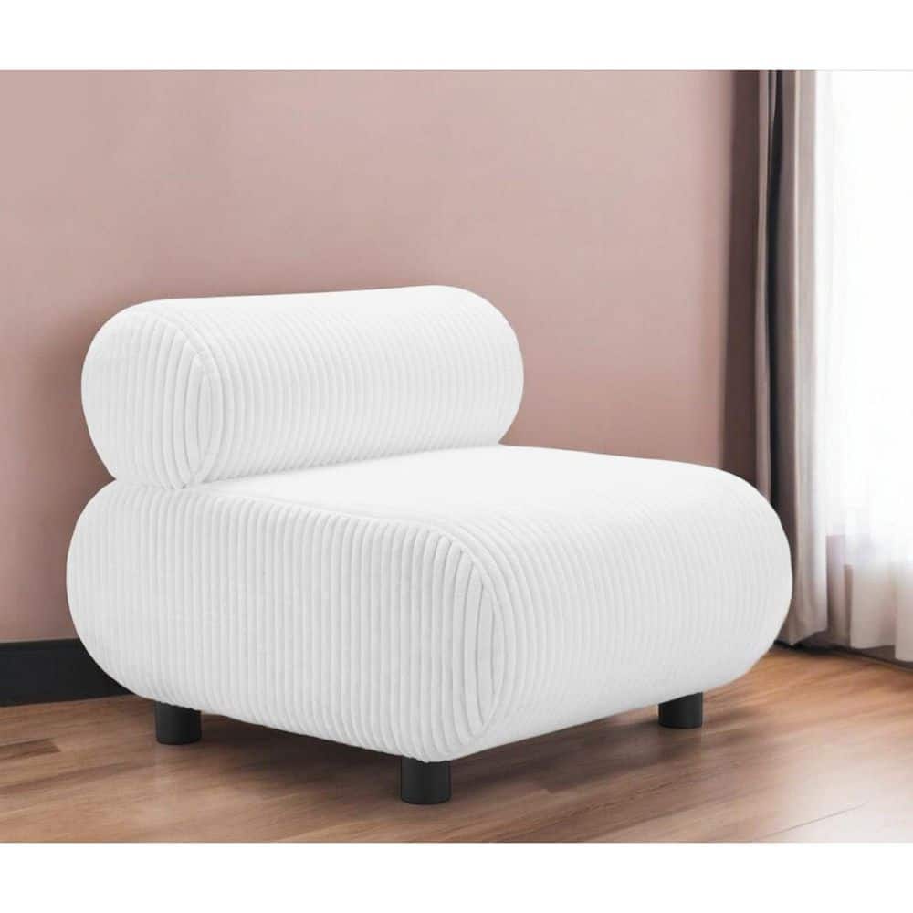 White Polyester Wood Side Chair