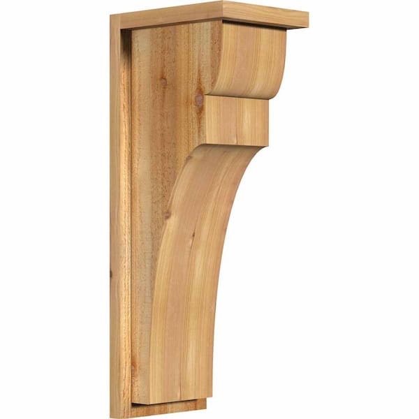 Ekena Millwork 8 in. x 10 in. x 26 in. Western Red Cedar Yorktown Rough Sawn Corbel with Backplate