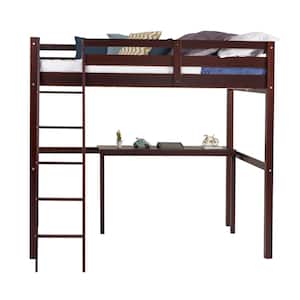 Tribeca Cappuccino Twin Size High Loft Bed with Desk