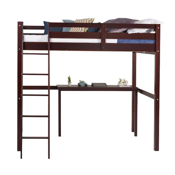 Camaflexi Tribeca Cappuccino Twin Size, Elevated Bunk Bed With Desk