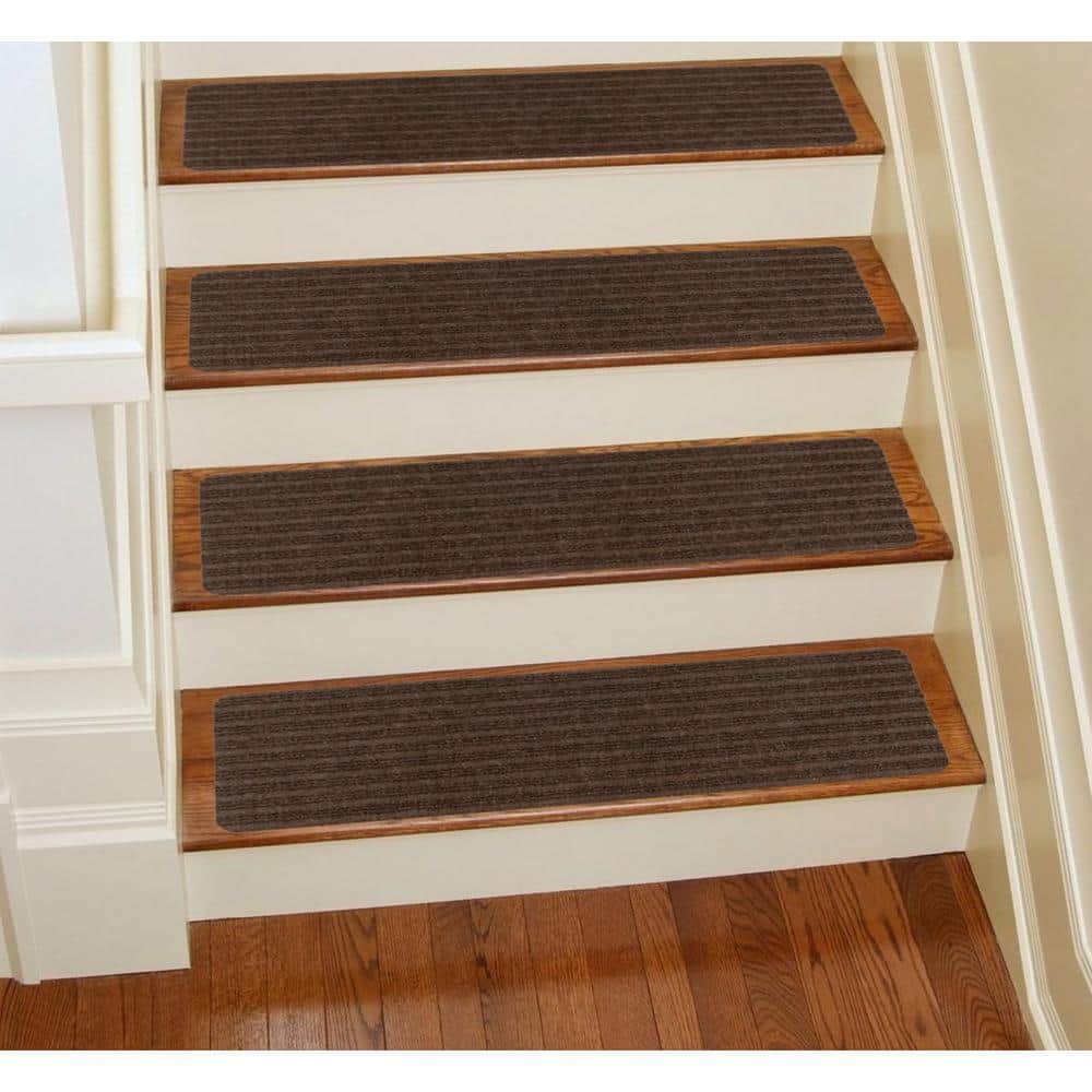Brown Rubber Backing Slip Resistant Stair Treads Set of 7