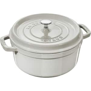 Cast Iron 4 qt. Round Cast Iron Dutch Oven in White Truffle with Lid