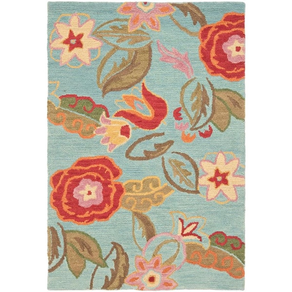 SAFAVIEH Blossom Blue/Multi 4 ft. x 6 ft. Distressed Solid Floral Area Rug