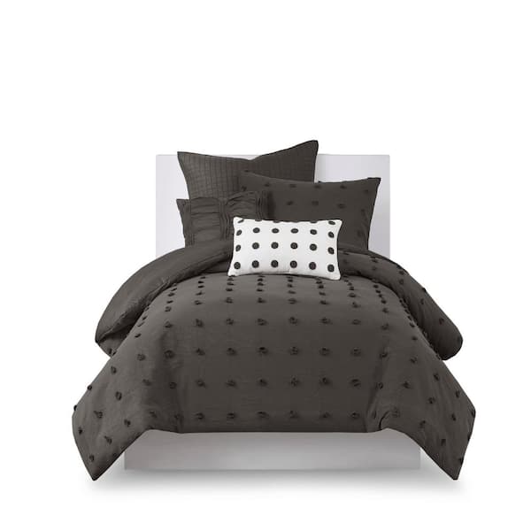 Maize 5-Piece Charcoal Cotton Twin/Twin XL Comforter Set