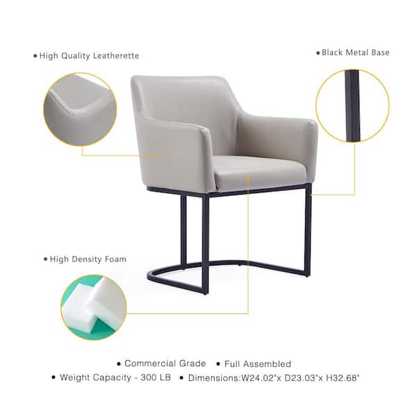 Manhattan Comfort Modern Serena Dining Armchair Upholstered in Leatherette with Steel Legs in Light Grey Manhattan Comfort Modern Serena Dining Armchair Upholstered in Leatherette with Steel Legs in Light Grey