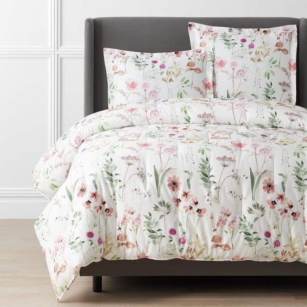 The Company Store Legends Hotel Spring Medley Wrinkle-Free White Multi Queen Sateen Comforter