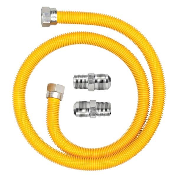 Cambridge 5/8 in. OD x 1/2 in. MIP x 1/2 in. MIP x 48 in. Stainless Steel Yellow Coated Gas Connector (106,000 BTU)
