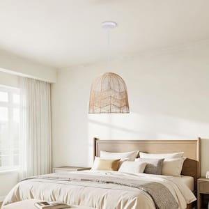 1-Light Handmade Rattan Pendant Light with Basket Lampshades, No Bulbs Included, 24 in.