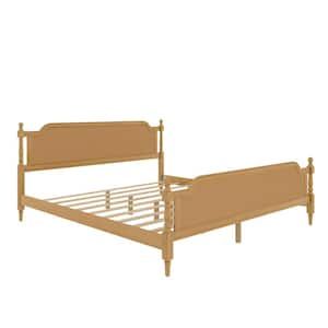 Brown Wood Frame King Platform Bed