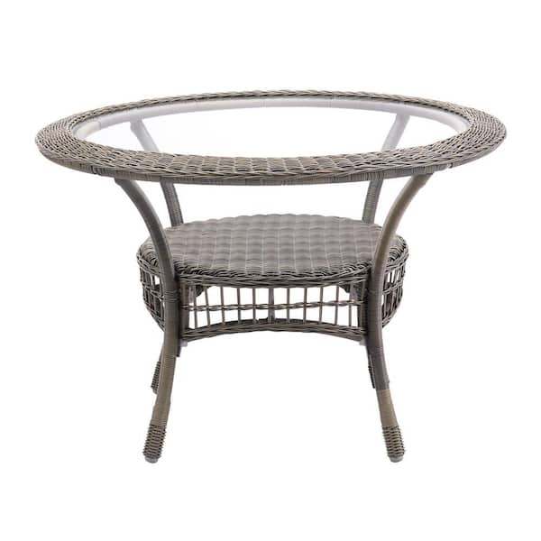 Alaterre Furniture Ina 42 In Dia, Wicker Dining Table With Glass Top