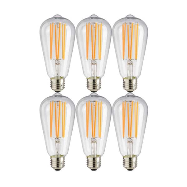Sunlite 40-Watt Equivalent ST19 Dimmable Vintage Edison LED Light Bulb, Amber 2200K (6-Pack)