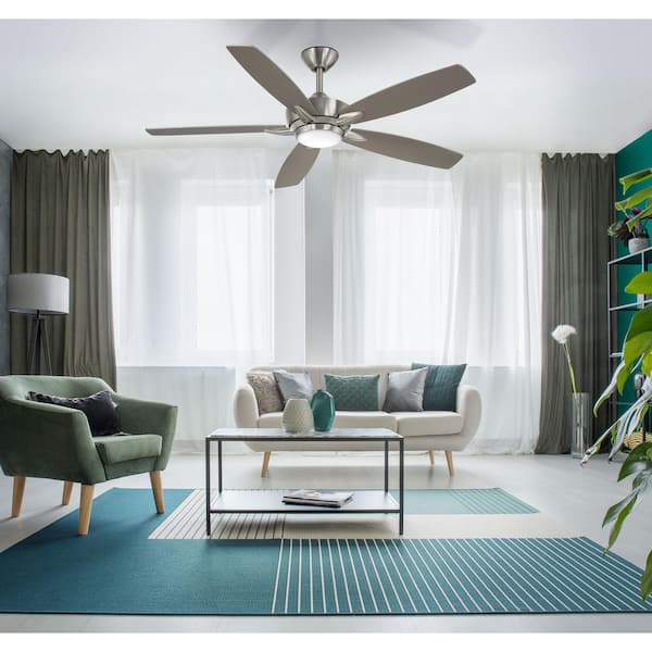 Kelvyn 52 in. Integrated CCT LED Indoor Brushed Nickel Ceiling Fan with Remote
