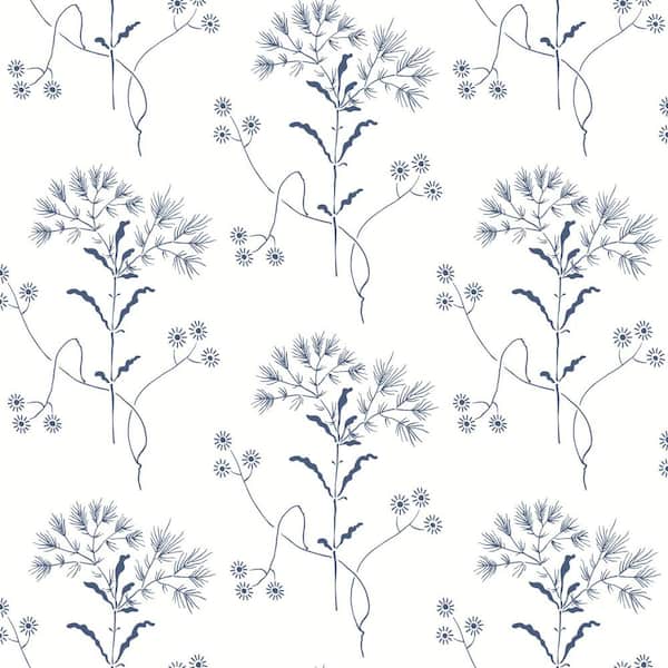 Magnolia Home by Joanna Gaines Navy Wildflower Non Woven Preium Paper Peel and Stick Matte Wallpaper Approximately 34.2 sq. ft