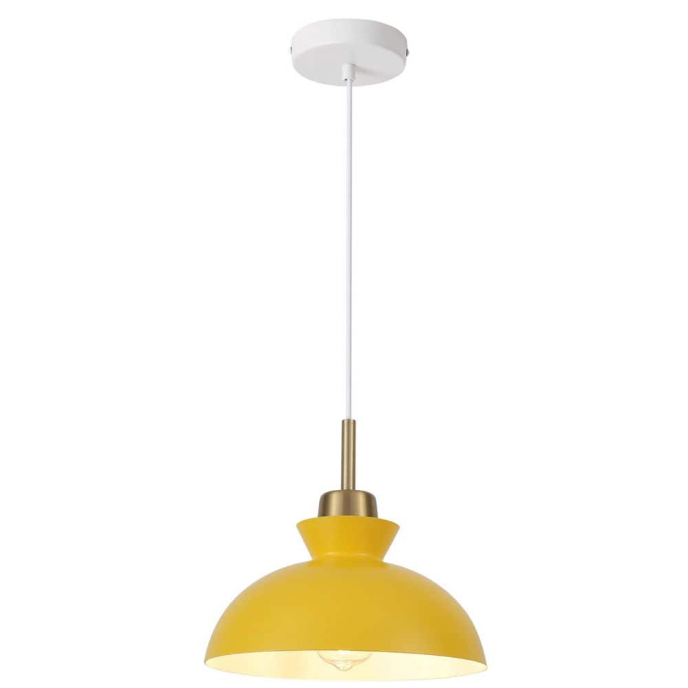 "1-Light 11.02"" Yellow Modern Dome Dimmable Pendant Light for Kitchen Island Dining Room Bedroom" price history on PriceWatchPro