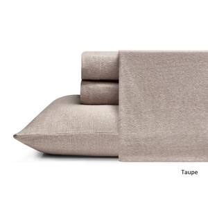 Heather Jersey 4-Piece Taupe Solid King Sheet Set