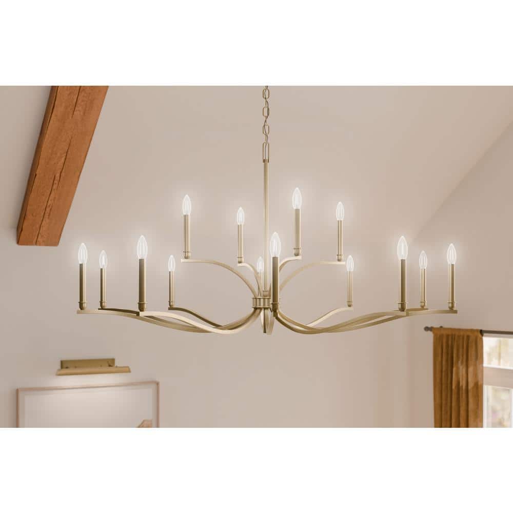 Champagne Bronze 14-Light 2-Tier Candle Chandelier