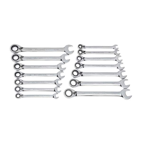 SAE/Metric 72-Tooth Reversible Combination Ratcheting Wrench Tool Set (14-Piece)