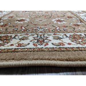 Como Beige 5 ft. x 7 ft. Traditional Oriental Floral Area Rug