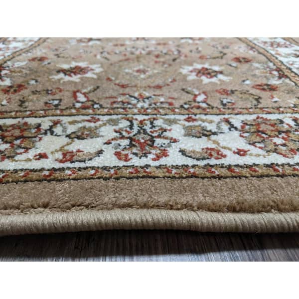 Como Beige 3 ft. x 5 ft. Traditional Oriental Floral Area Rug