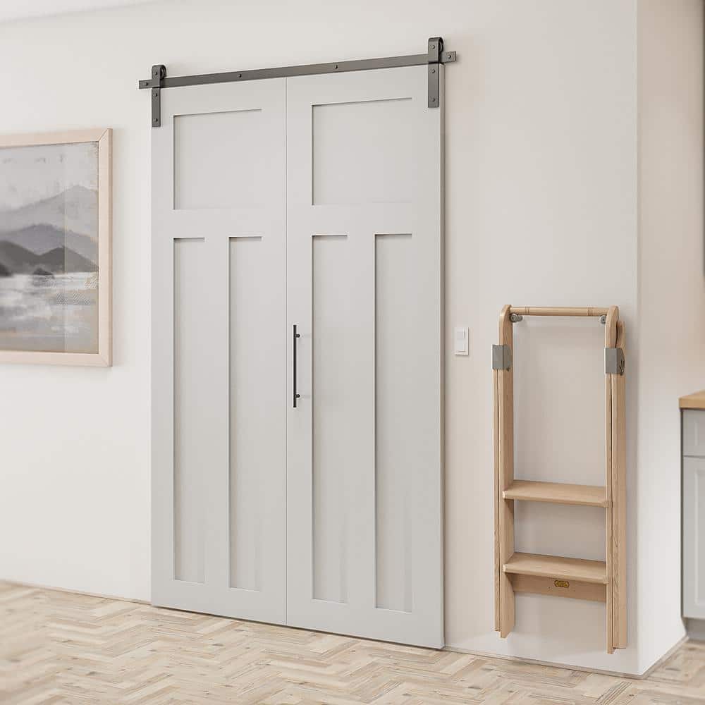Black 75" Bi-Fold Sliding Barn Door Track and Hardware Kit