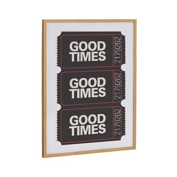 Kate and Laurel Gallery Preppy Retro Positive Quote Good Times by The Creative Bunch Studio Gold Framed Art Print 16 in. x 20 in.