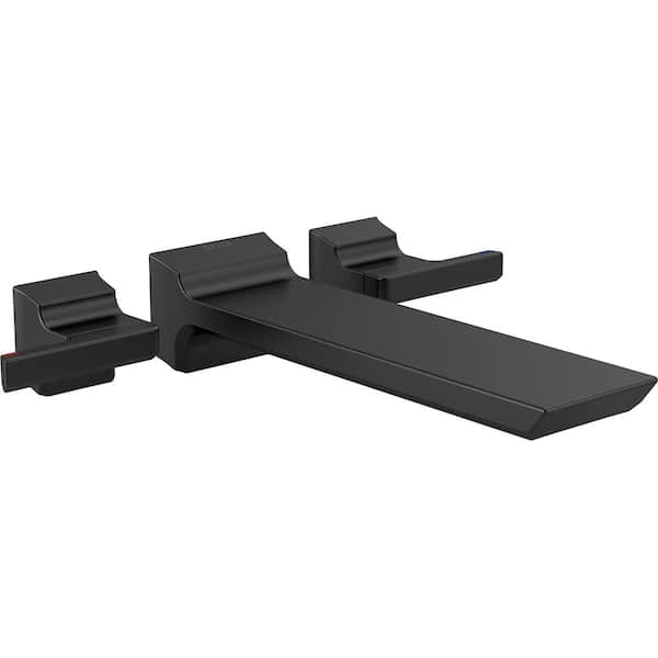 Pivotal 2-Handle Wall-Mount Roman Tub Faucet Filler Trim Kit in Matte Black (Valve Not Included)