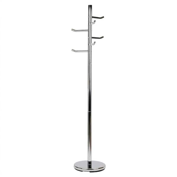 Silver Metal Freestanding Coat Rack