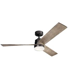 Spyn 52 in. Indoor Gray Anvil Iron Downrod Mount Ceiling Fan with Integrated LED with Wall Control Included
