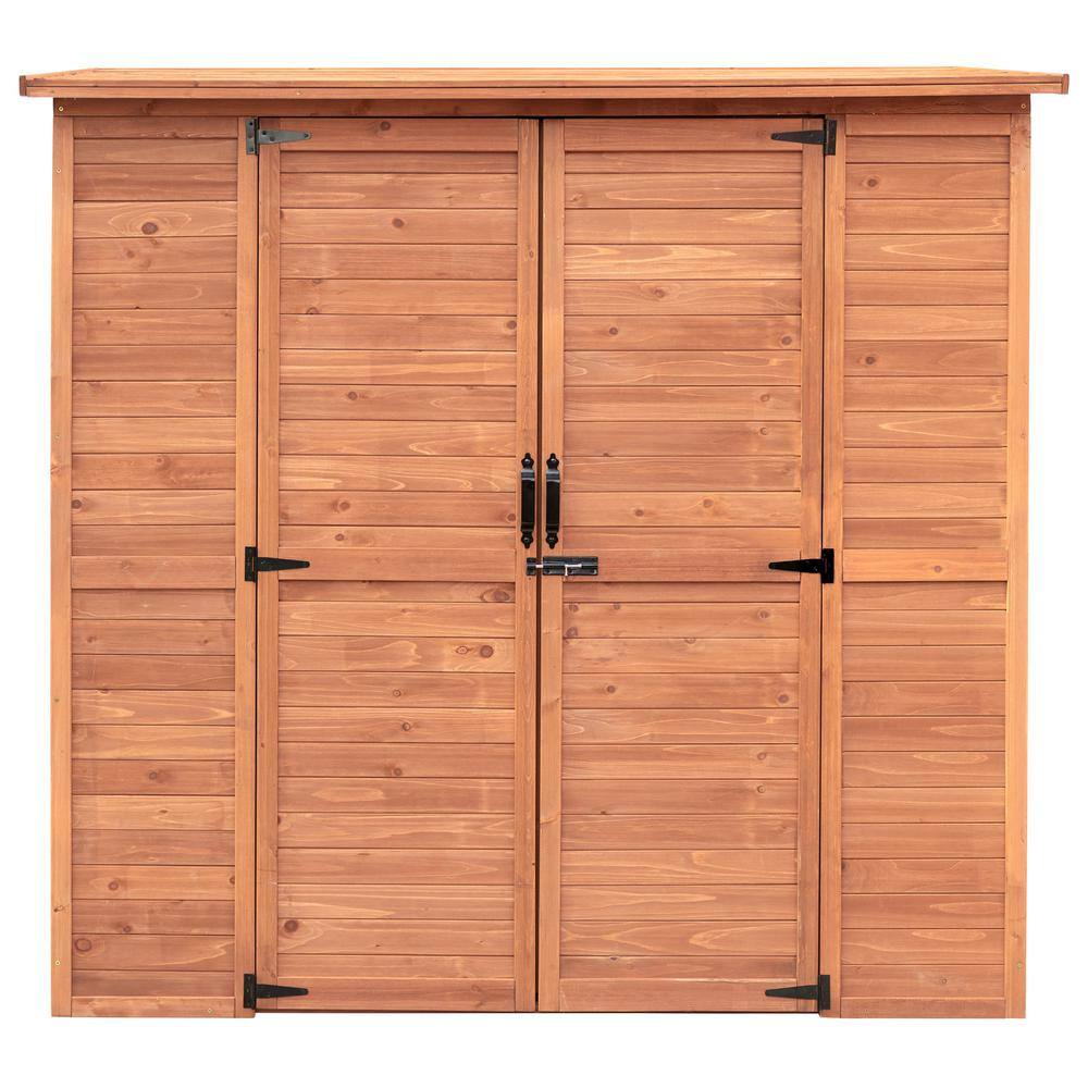 Leisure Season 6 ft. Medium Brown Solid Wood Outdoor Storage Shed with Shelving