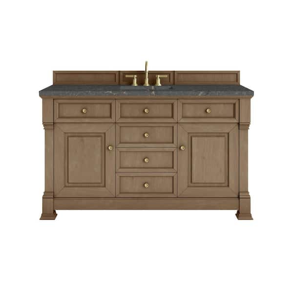 Brookfield 60.0 in. Single Bath Vanity in Pecan with Parisien Bleu Wireless Charging Silestone Quartz Top