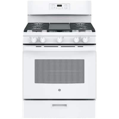 30 in. 5.0 cu. ft. Gas Range in White with Griddle