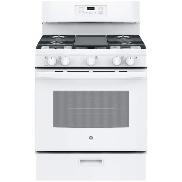 GE 30 in. 5.0 cu. ft. Gas Range in White with Griddle