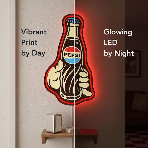 American Art Decor 20 in. x 12 in. Brown Licensed Pepsi Bottle LED