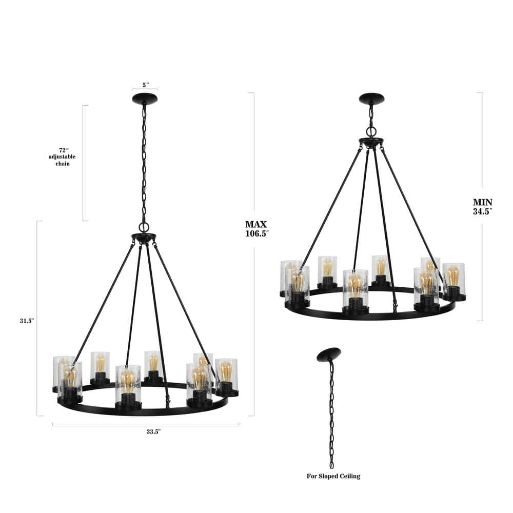 Pablo Ring 33.5" Oil-Rubbed Bronze & Seeded Glass LED Chandelier