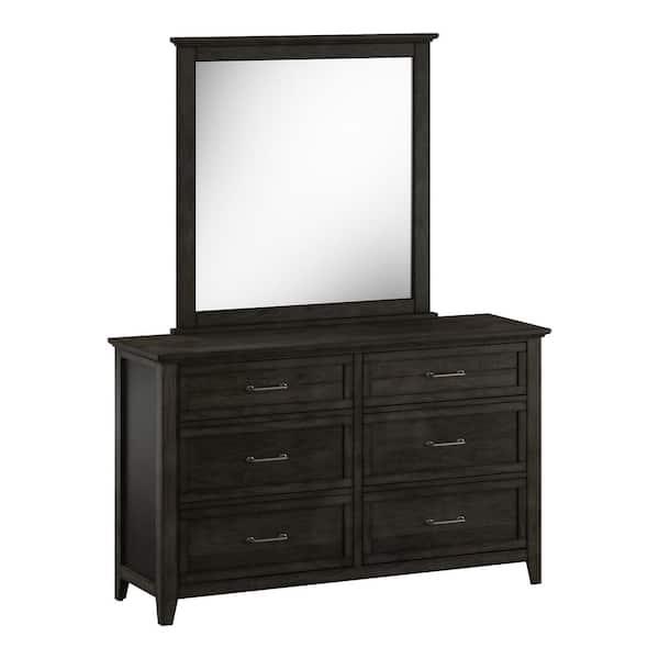 Furniture of America 2pc Boardman Walnut 6-Drawer 58 in. Wide Dresser with Mirror