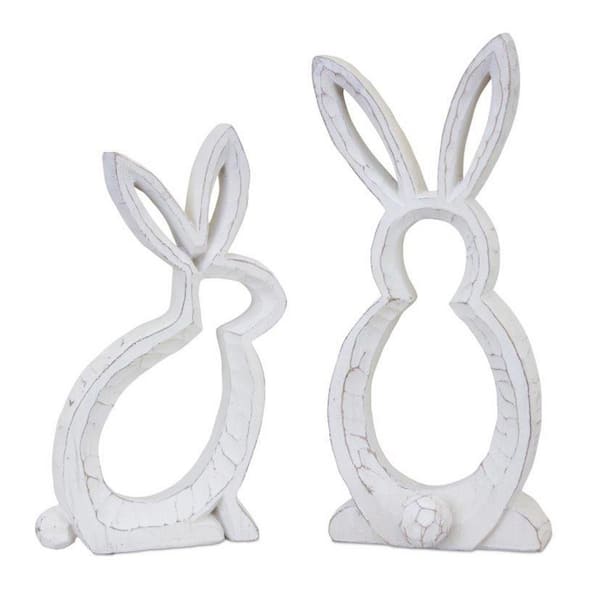 HomeRoots Resin White Rabbit Figurine