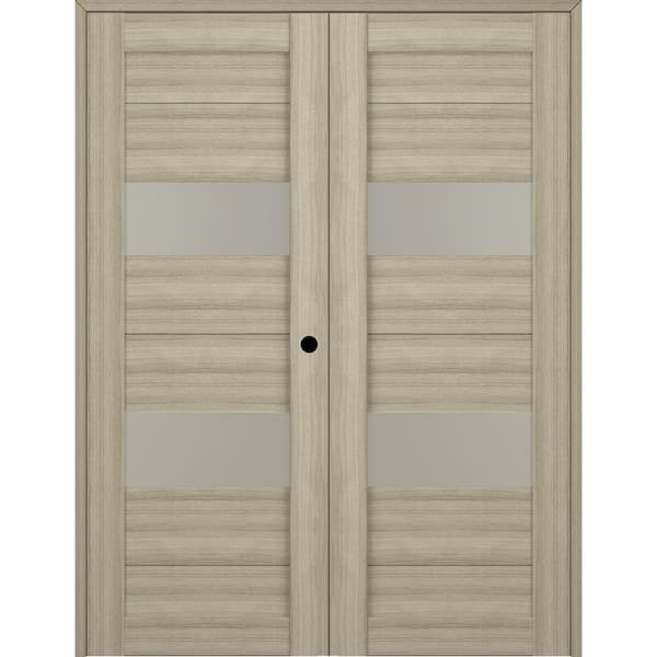 Belldinni Berta 72 in. x 80 in. Left Hand Active 2-Lite Frosted Glass Shambor Wood Composite Double Prehung French Door