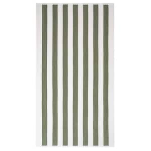 Beach Towels, Cabana Striped 30x60 in., 100% Cotton, Pool Towel, Sage Green