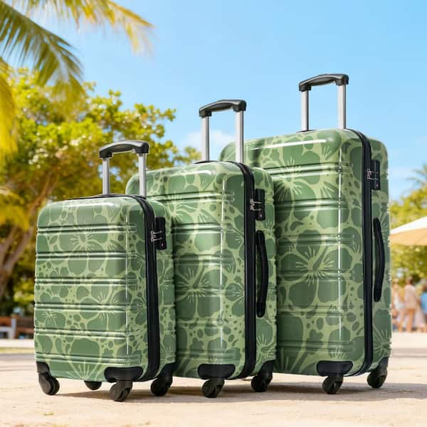 LIVACA 3-Piece Green Polycarbonate Hardshell Lightweight Spinner