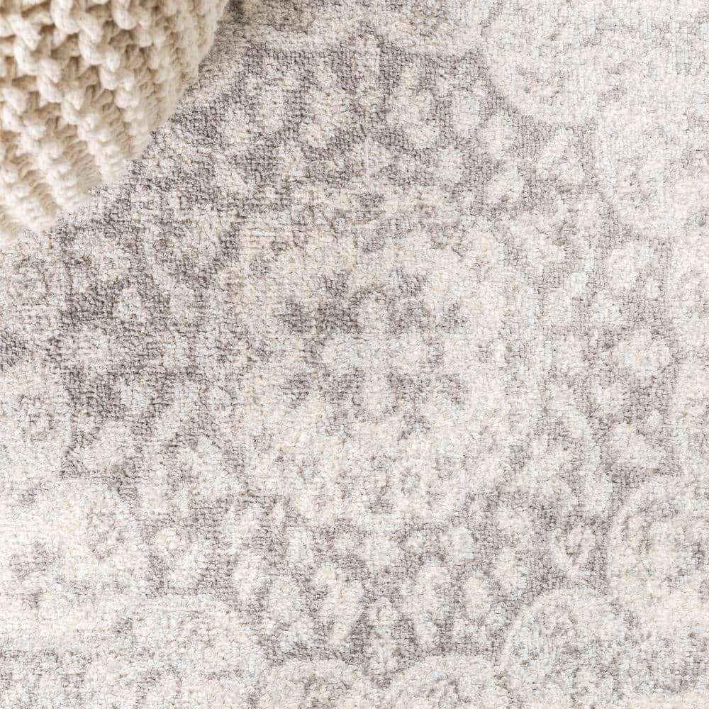 Medallion Mirage Gray and Cream 8' x 10' Synthetic Area Rug