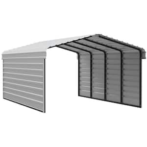12 ft. W x 20 ft. D x 7 ft. H Eggshell Galvanized Steel Carport with 2-sided Enclosure