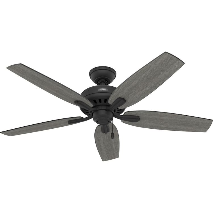 52" Newsome Ceiling Fan and Pull Chain Matte Black - Hunter Fan: 5-Blade, Wood Composite, Reversible Motor