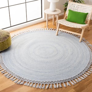 Sahara Blue 5 ft. x 5 ft. Round Solid Area Rug