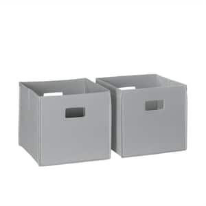 10 in. H x 10.5 in. W x 10.5 in. D Gray Fabric Cube Storage Bin 2-Pack