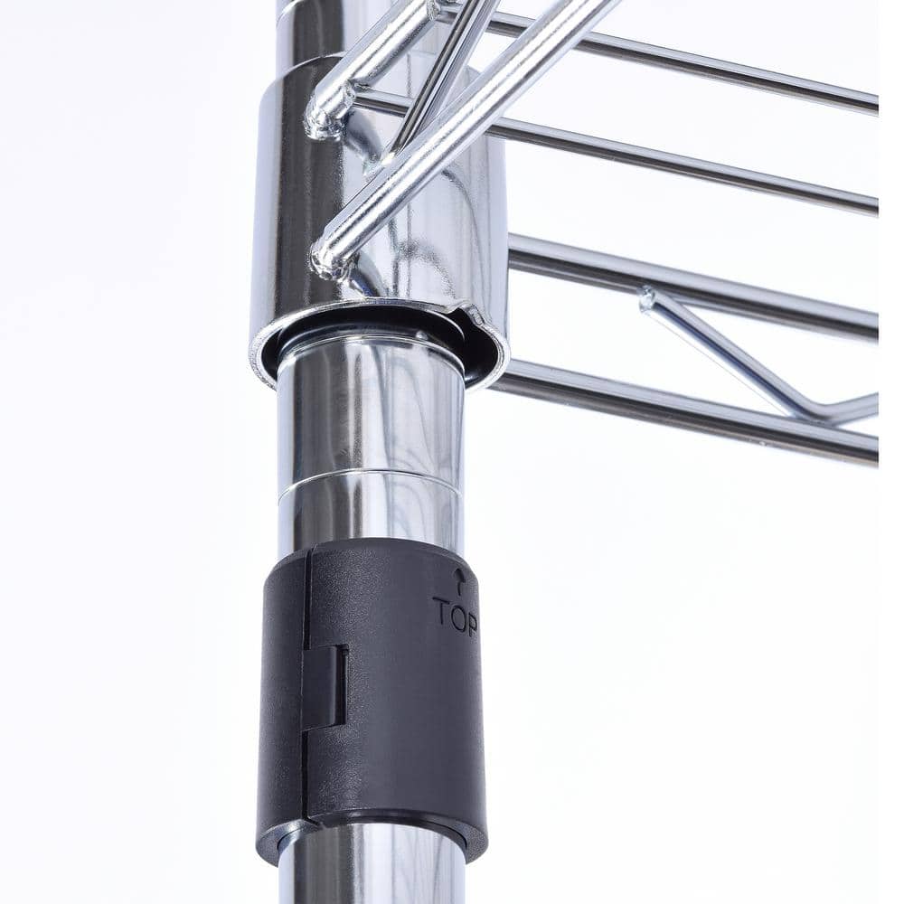 Adjustable Chrome 5-Tier Wire Shelving Unit for Kitchen and Garage