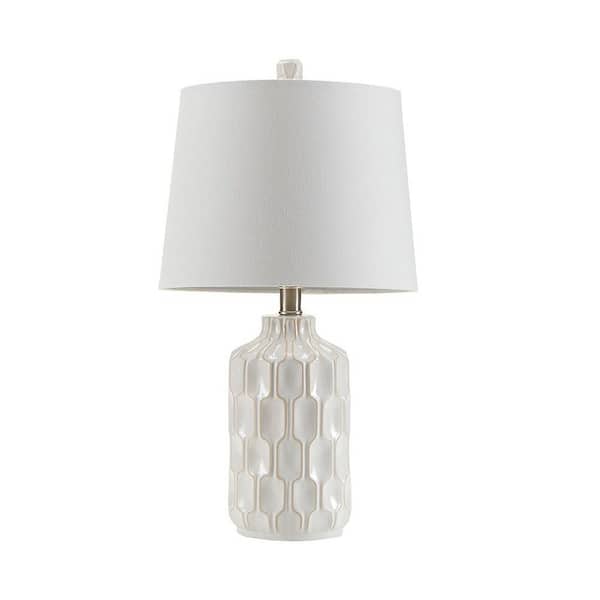 Jushua 22 in. H Contour Ceramic Table Lamp, Task & Reading, White